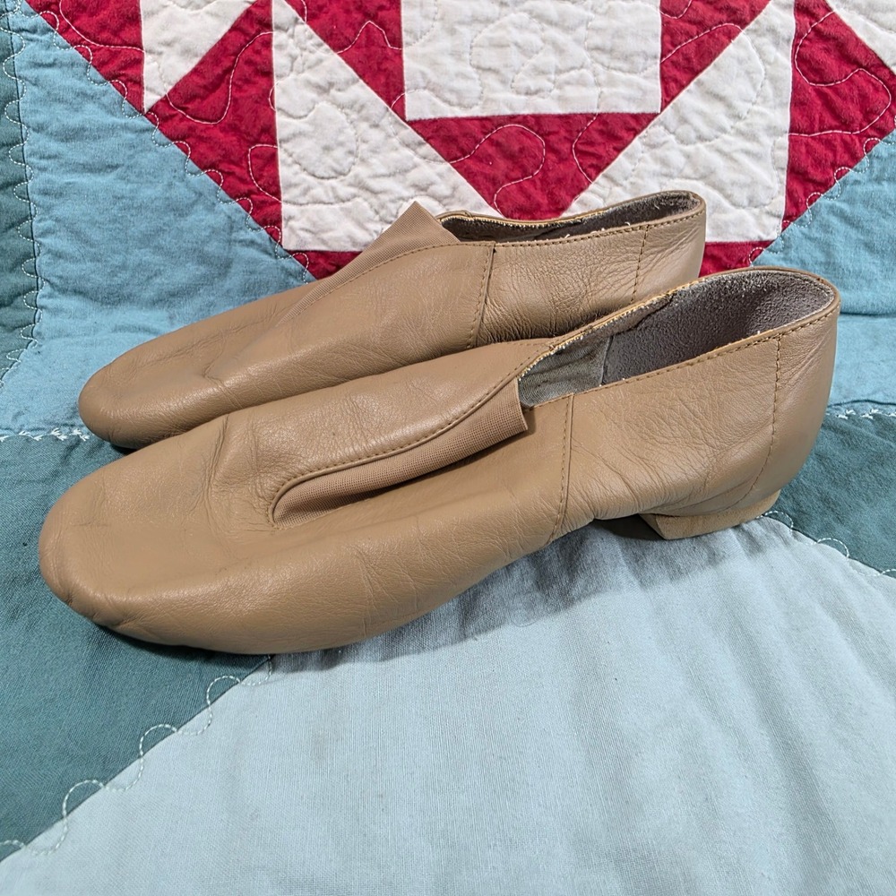 Bloch Jazz Shoes Girls 5.5 Tan Leather Slip On Split Sole